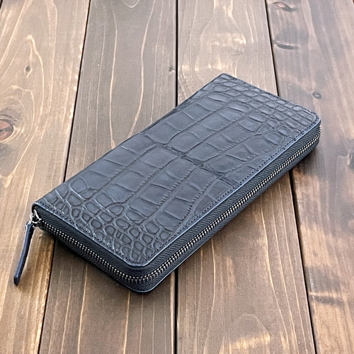 アリゲーター × ルガトショルダー 長財布 ワニ革 ダークナイト