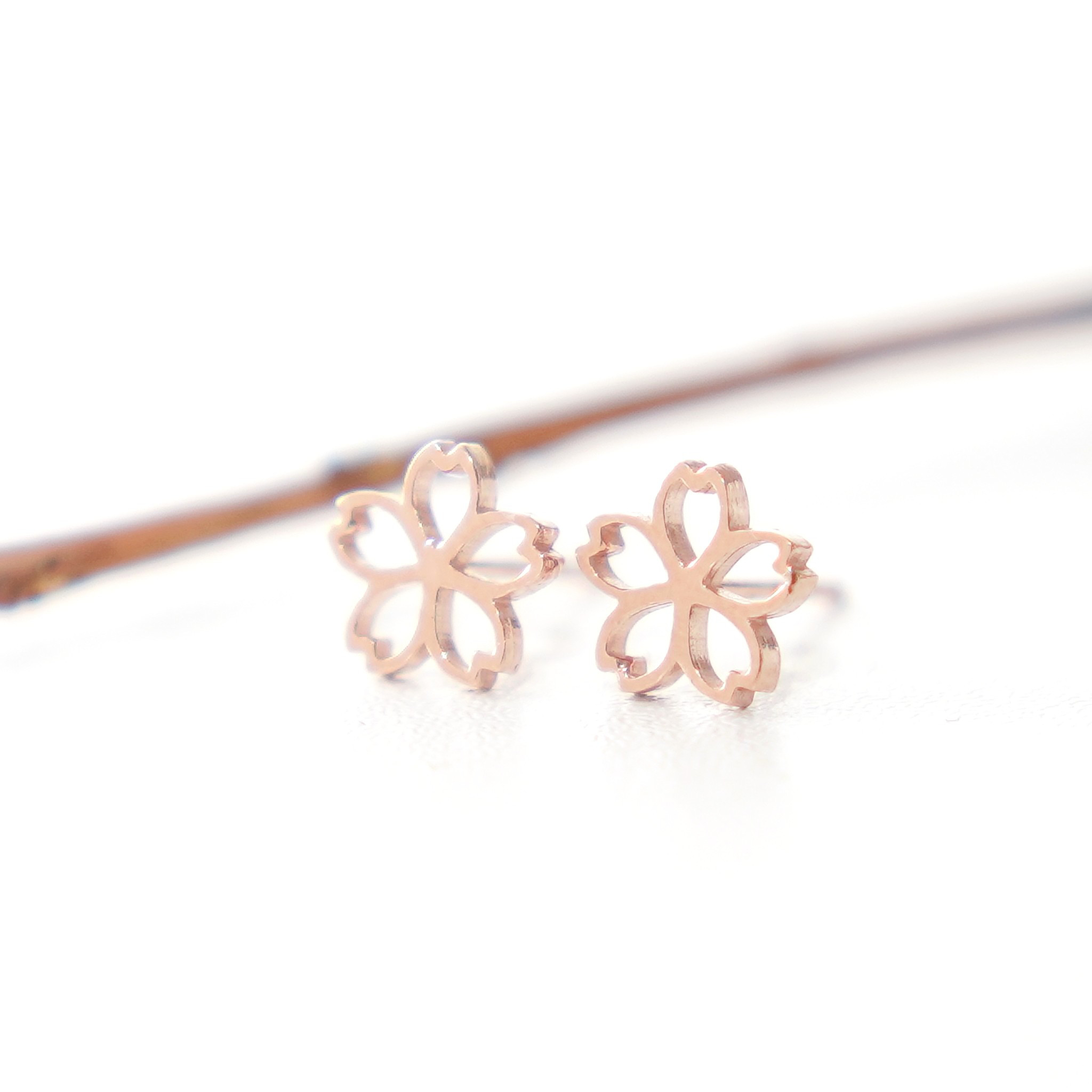 透かし桜のピアス ピンクゴールド《送料無料》Silver925