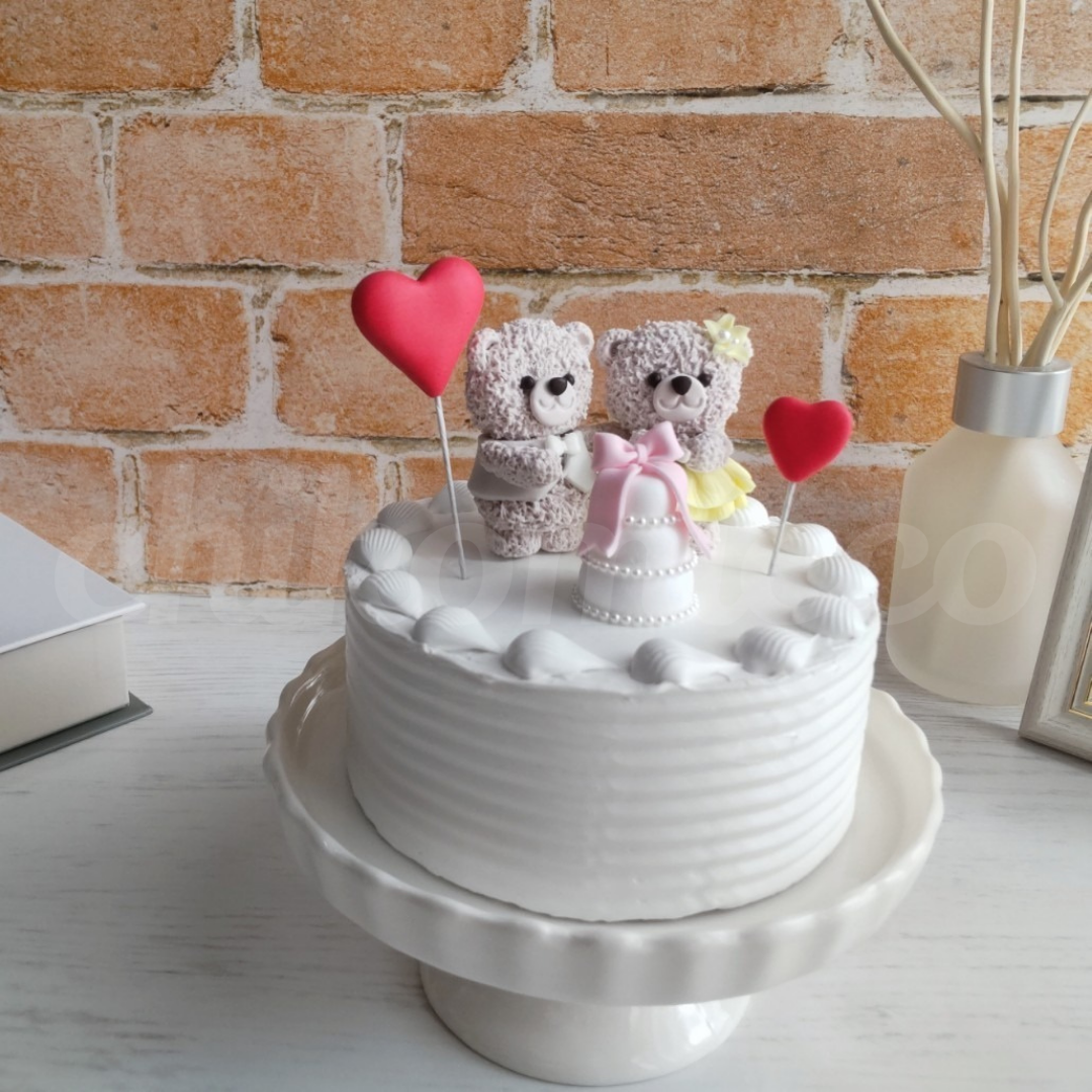 クレイケーキ＊ケーキ入刀♪くまちゃんたちのウェディング/直径10.5cm