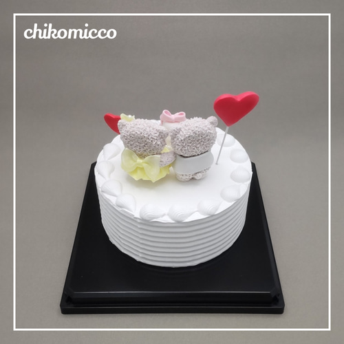 クレイケーキ＊ケーキ入刀♪くまちゃんたちのウェディング/直径10.5cm