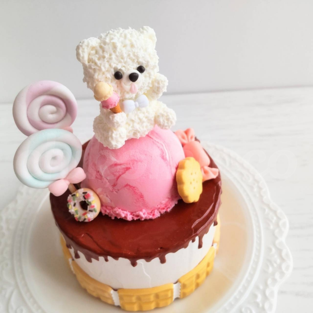 クレイケーキ＊お菓子いっぱい！スイーツデコレーションケーキ/直径8.5cm