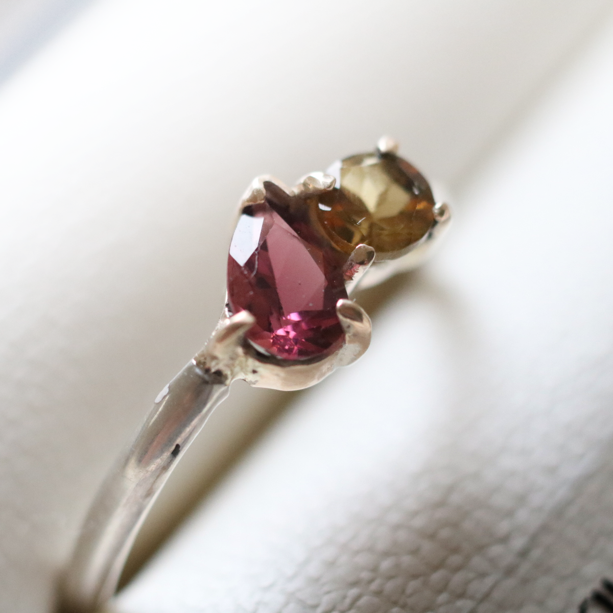 （一点もの・K10YG & SV925）マルチカラートルマリンのコンビネーションリング③（15号）