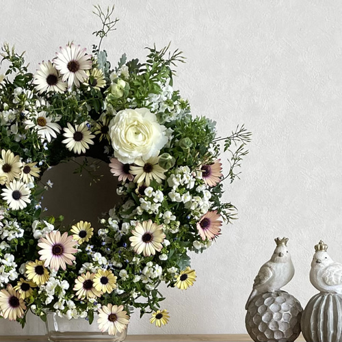 『 ラムドネージュ 』 限定1点‼️ とってもおおっきなリース オステオとネメシアの寄せ植えリース ☆*:.｡. 幸せのwreath 「 believe