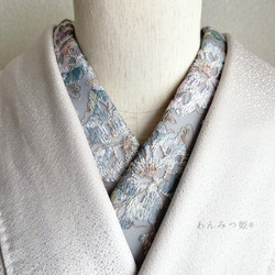 洗える刺繍半衿　銀灰色（ぎんかいしょく）【ラスト】 2枚目の画像