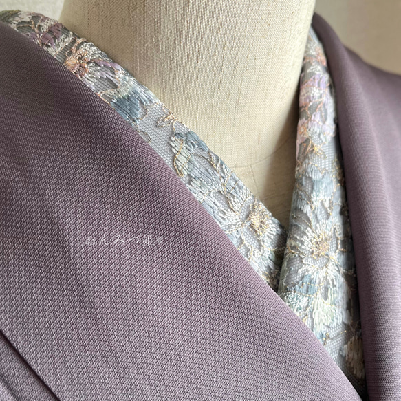 洗える刺繍半衿　銀灰色（ぎんかいしょく）【ラスト】 5枚目の画像