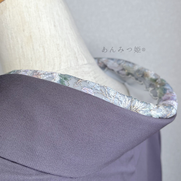 洗える刺繍半衿　銀灰色（ぎんかいしょく）【ラスト】 10枚目の画像