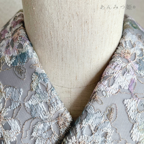 洗える刺繍半衿　銀灰色（ぎんかいしょく）【ラスト】 11枚目の画像