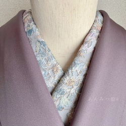 洗える刺繍半衿　銀灰色（ぎんかいしょく）【ラスト】 3枚目の画像