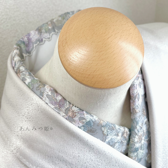 洗える刺繍半衿　銀灰色（ぎんかいしょく）【ラスト】 6枚目の画像