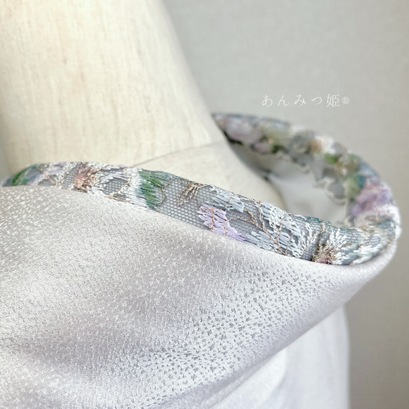 洗える刺繍半衿　銀灰色（ぎんかいしょく）【ラスト】 9枚目の画像