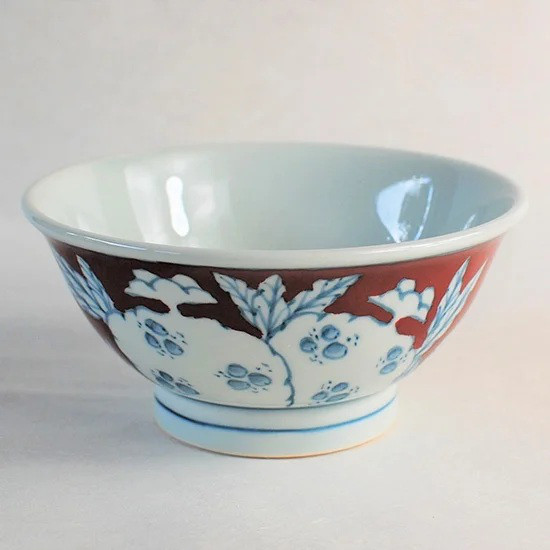 古赤絵 岩柘榴文様 粥碗（赤・小）【陶祥窯・有田焼】