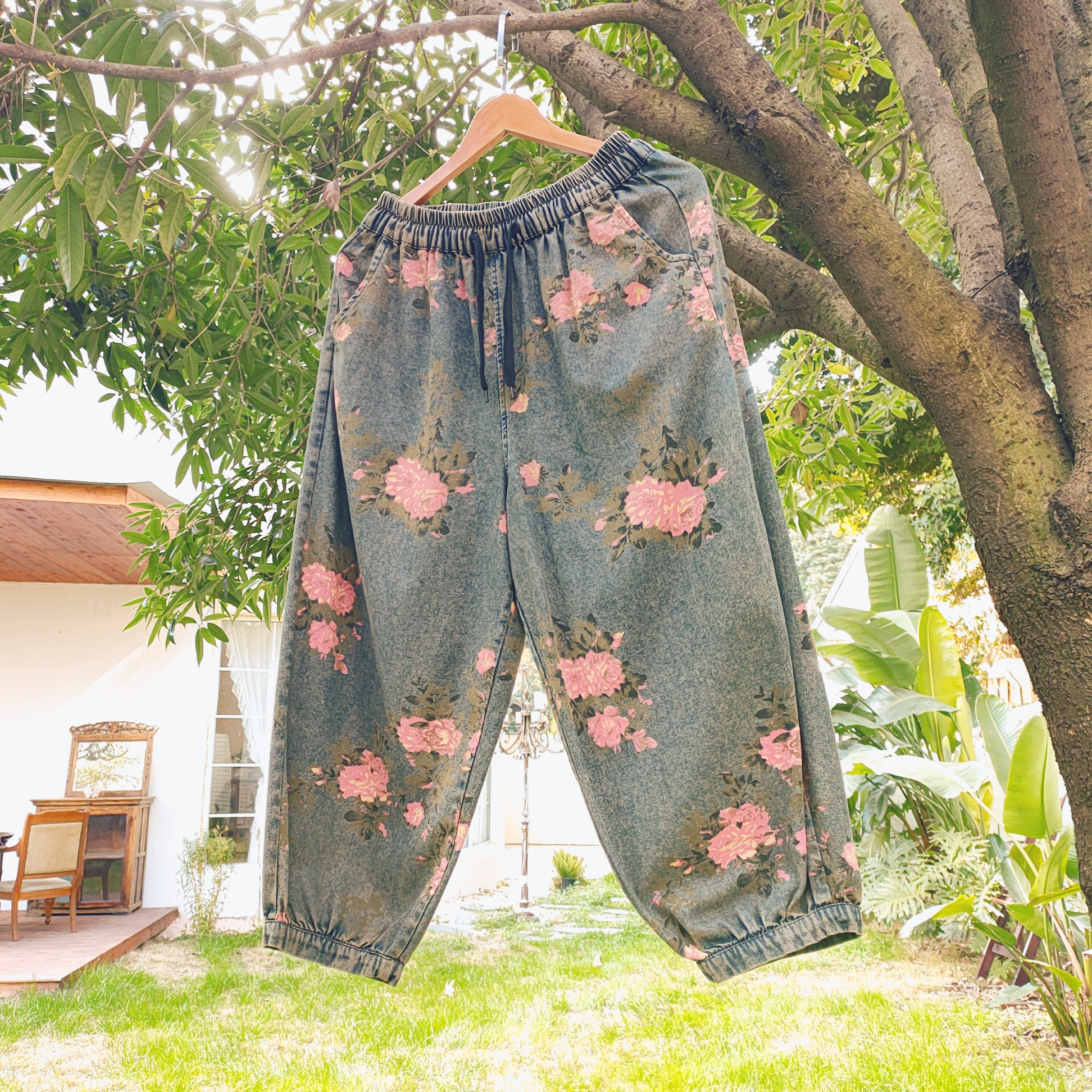 薄い 九分丈 デニムパンツ ウエスト調整可 レディース 大きいサイズ ジーンズ ジーパン ボトム 体型カバー ボトムス