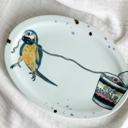 陶器製の鳥絵大皿 LANE NORA 陶器皿 青い鳥模様 - メルカリ