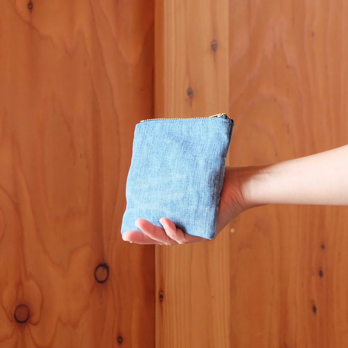 こぎん刺しサクラポーチ【刺し子☺︎刺繍】デニムリメイク