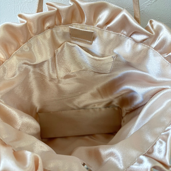 リボンとプリーツのフォーマルサブバッグ／セレモニー 入学式 卒業式 入園式 結婚式 スリッパ入れ オケージョン 冠婚葬祭 7枚目の画像