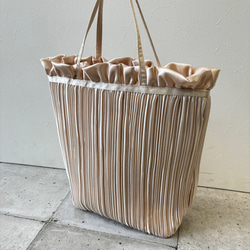 リボンとプリーツのフォーマルサブバッグ／セレモニー 入学式 卒業式 入園式 結婚式 スリッパ入れ オケージョン 冠婚葬祭 4枚目の画像