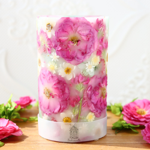 濃いピンク ミニ薔薇 ボタニカルランタン キャンドル・キャンドル