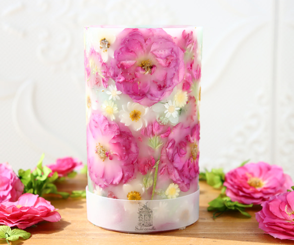 濃いピンク ミニ薔薇 ボタニカルランタン キャンドル・キャンドル