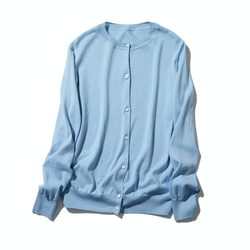 ★サンプルセール　1点のみ★1600円オフ★コットン　薄手カーディガン可憐な明るい青色（065） 1枚目の画像
