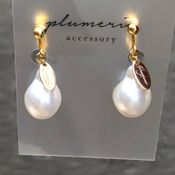 ＊ お洒落 ＊ バロックパール ゴールド 一粒 パール 上品 お出かけ 真珠 式 フォーマル イヤリング ／ ピアス 5枚目の画像