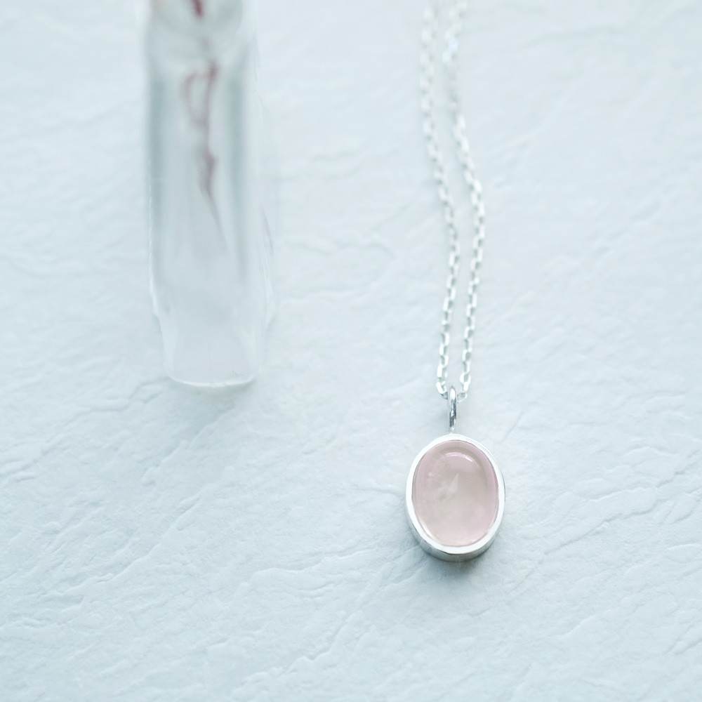 ピンク ローズクォーツ 天然石 ネックレス シルバー925