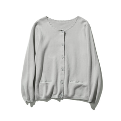 ★サンプルセール　1点のみ★1600円オフ★カーディガン 手織りレース　上品な明るい鼠色　231008-2（066） 1枚目の画像