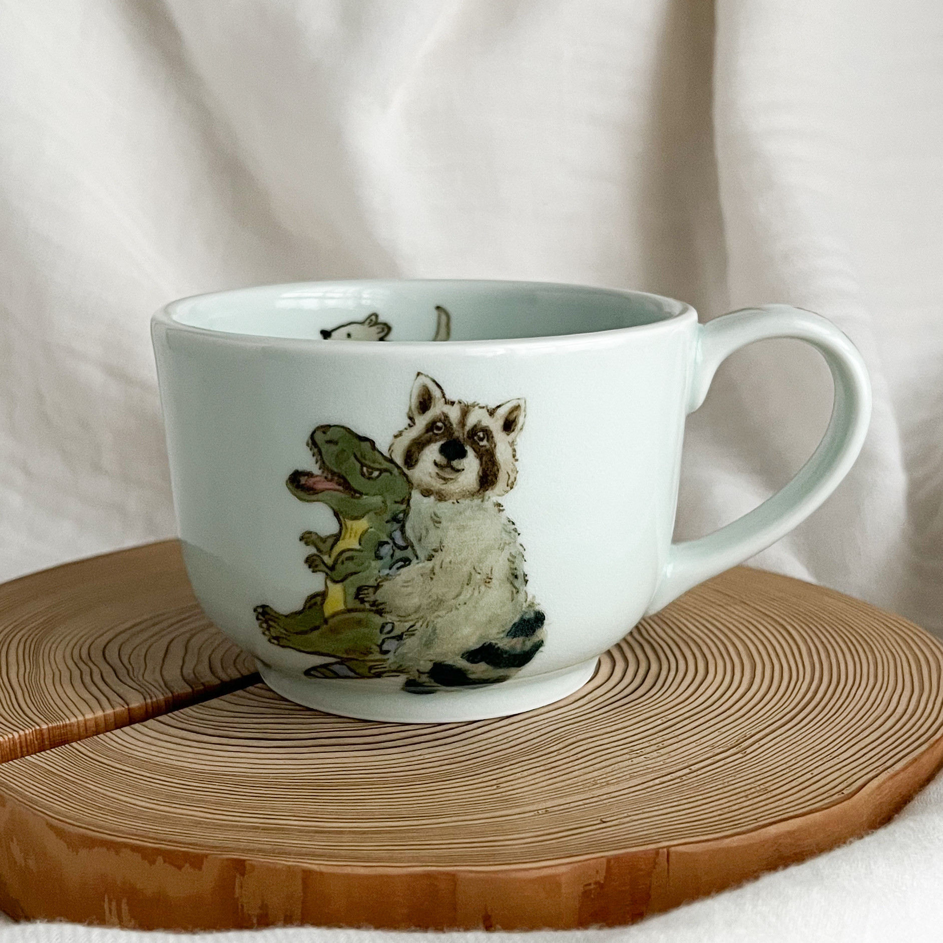 チコロット❤️すべて手描き❤️染付け❤️スープカップ❤️カフェオレボウル❤️お味噌汁お椀❤️アライグマ❤️