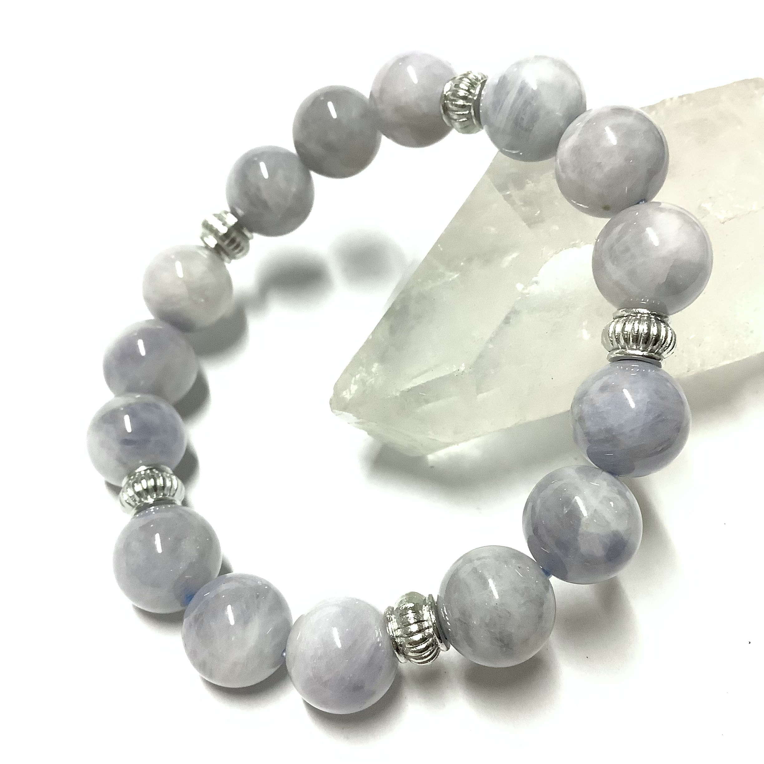 激レア☆一点物 ヒーリングストーン 天然石 ブルーローズクォーツ(ブルーミルキークォーツ) ブレスレット Ａ