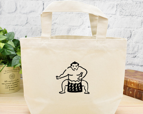 ミニトート バッグ ランチトート キャンバス地 おもしろ 相撲 力士