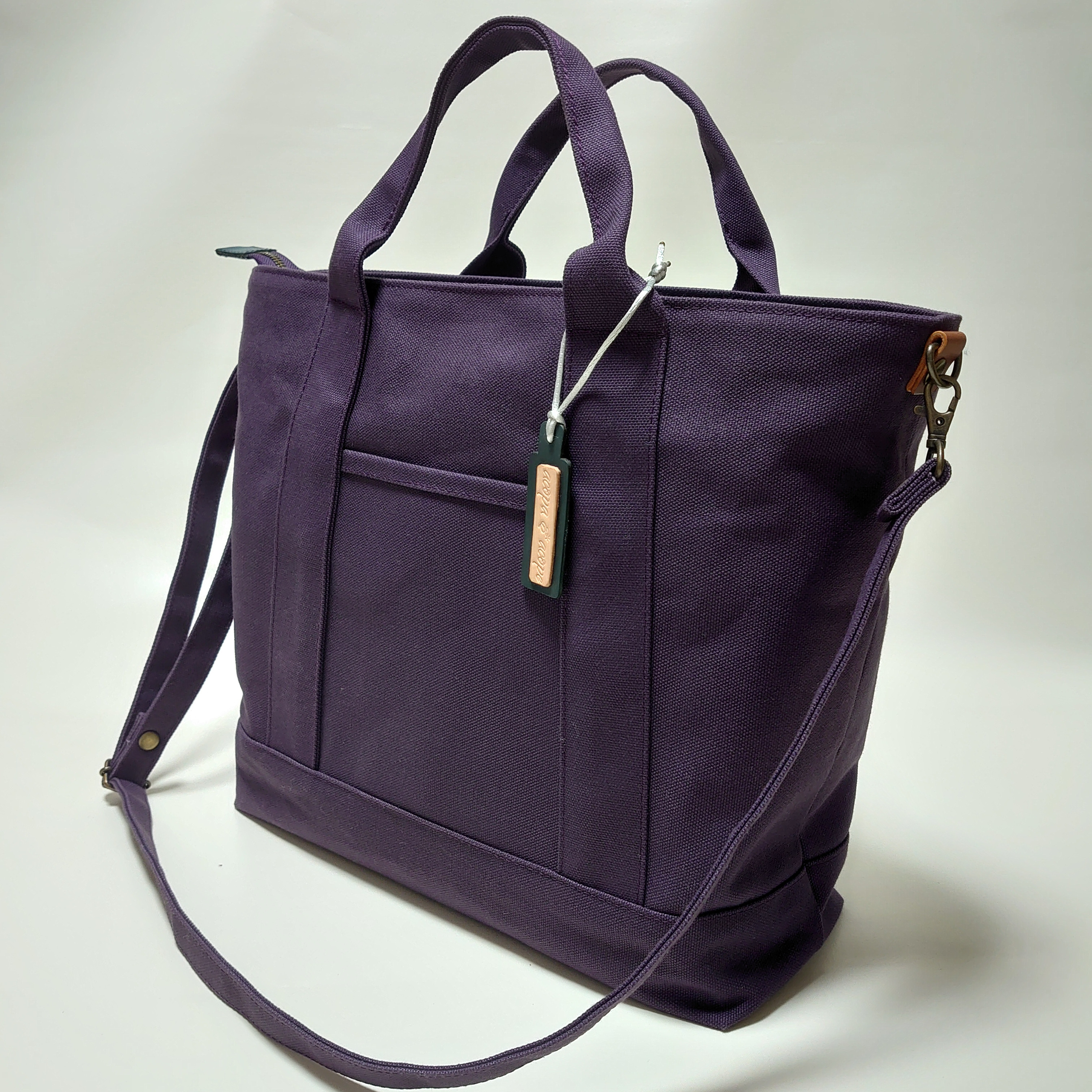 大き目あおりポケットバッグ　日本製8号帆布　弱撥水（ブラッドワイン） 9,125円