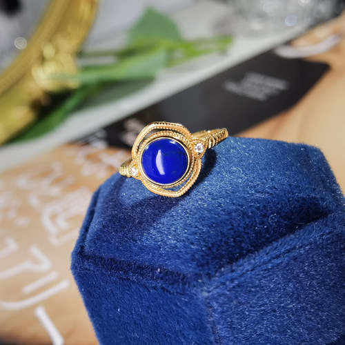 天然7A帝王ラピスラズリ 古代ロマー風☆リング☆シルバー925 GOLD
