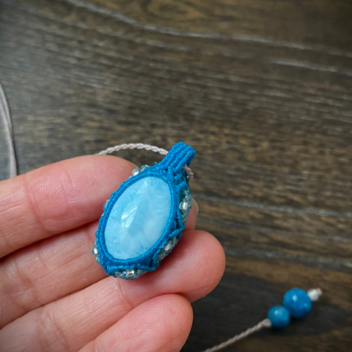 とびきりブルー！小粒ラリマーの天然石マクラメネックレス♪ とびきりブルー！小粒ラリマーの天然石マクラメネックレス♪