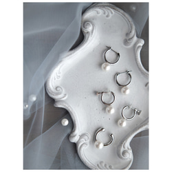 金属アレルギー対応★一粒パールのイヤーカフ（シルバーカラー） 7枚目の画像