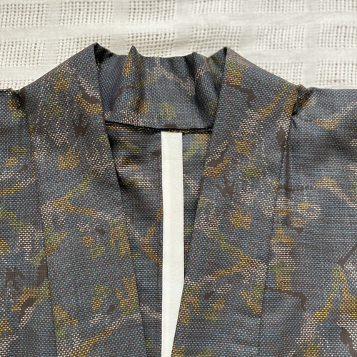 大島紬 着物リメイク 作務衣 枝模様 現品のみ 和のお洒落上衣 着物