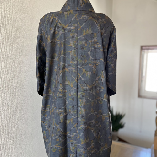 大島紬 着物リメイク 作務衣 枝模様 現品のみ 和のお洒落上衣