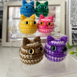 ハロウィンツギハギ猫キーホルダーあみぐるみ☆パープル☆受注製作品