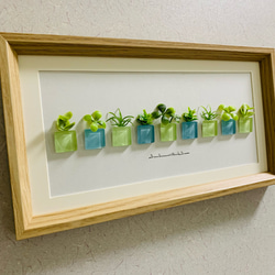 シーグラスアート シマエナガ 四葉のクローバー インテリア雑貨