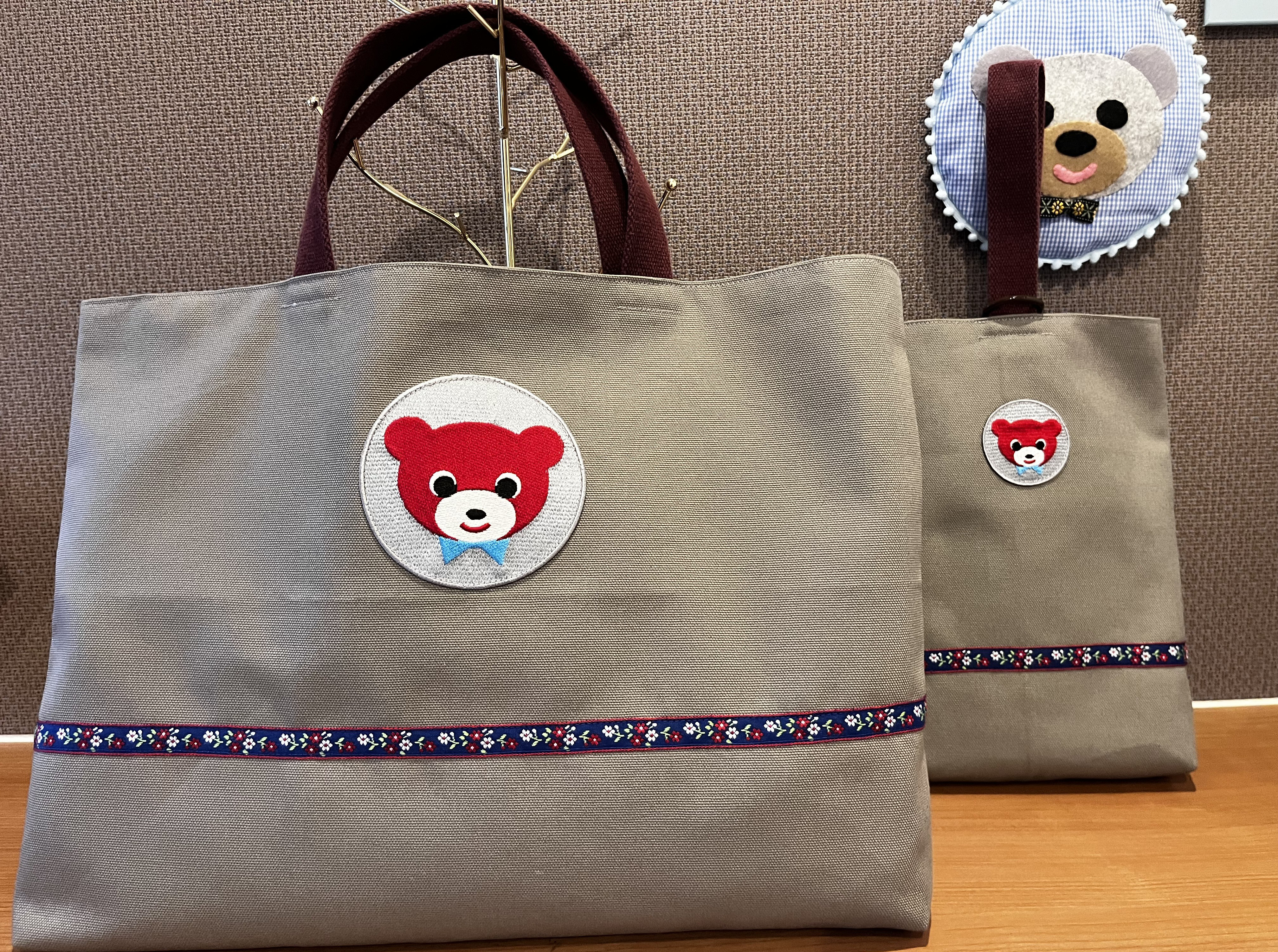 通園バッグ・お稽古バッグ　コットン製　サイズ30cmX40cmX4cm 入園グッズ受注製作