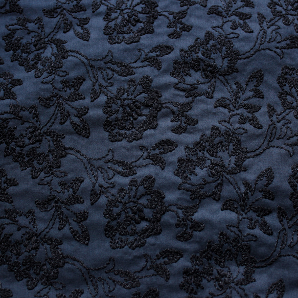 ◇レース半襟・半衿【牡丹唐草】navy×black 5枚目の画像