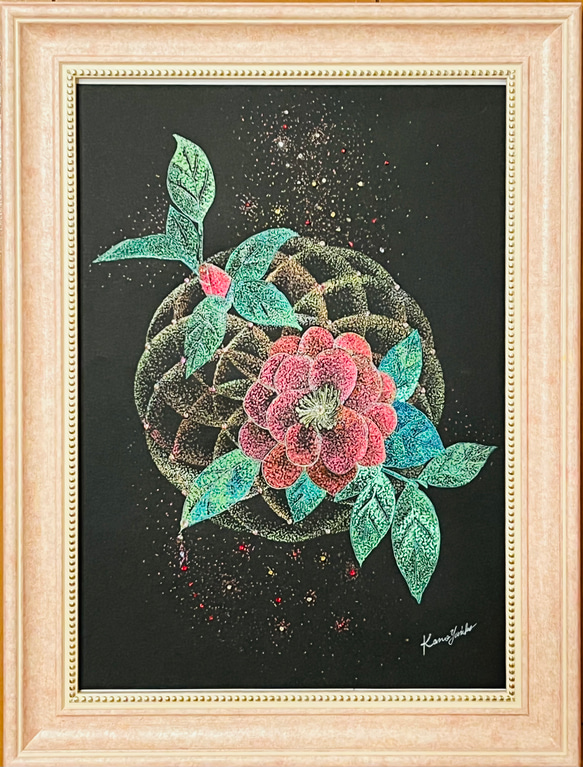 深紅のしずく〜椿と神聖幾何学模様〜 絵画 Al.ankh.earth 通販