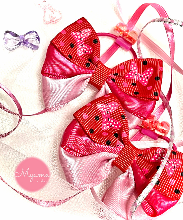 ミニーリボン柄kidsリボンヘアゴム ヘアゴム myuma.ribbon 通販