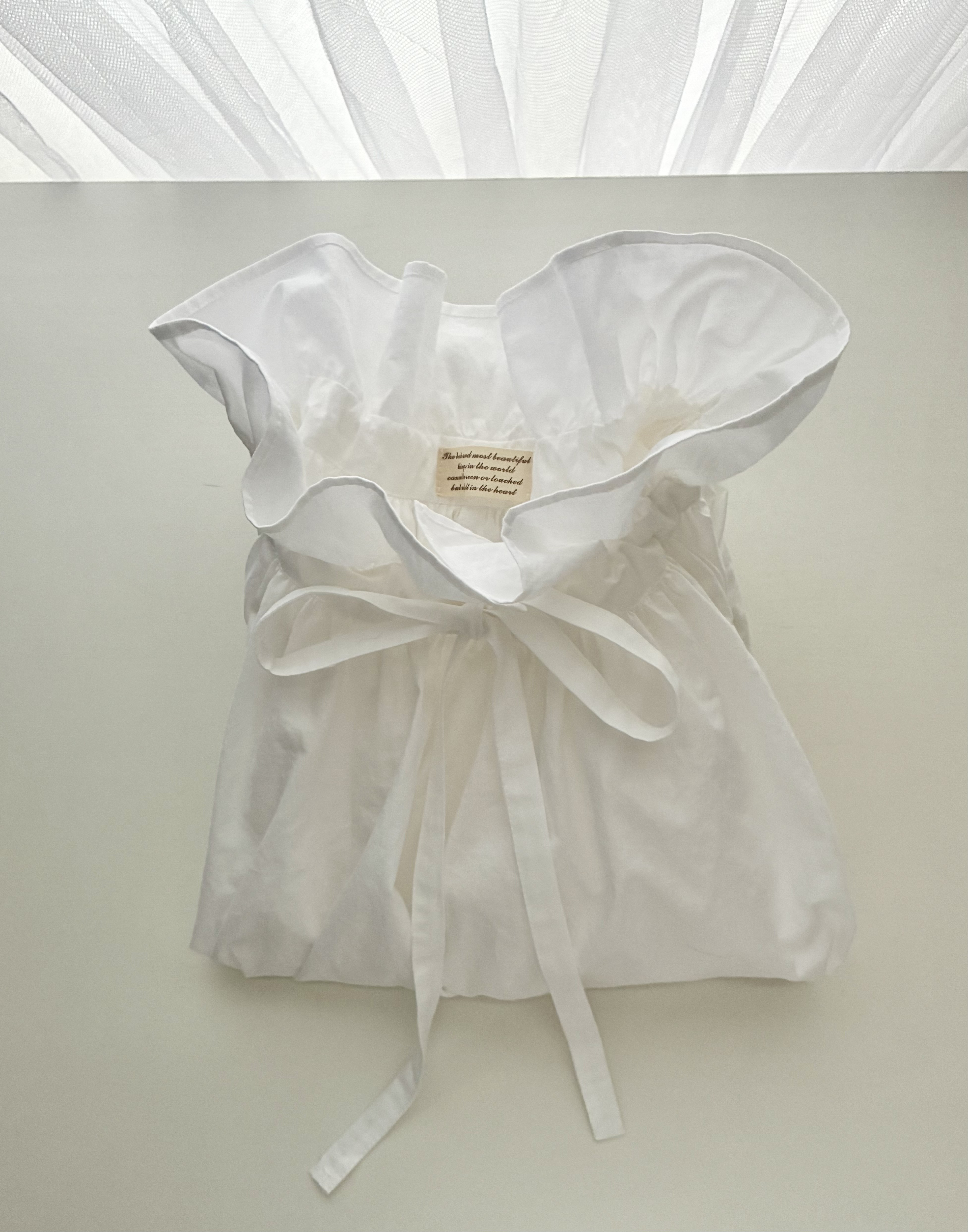 襟フリルブラウス(白)