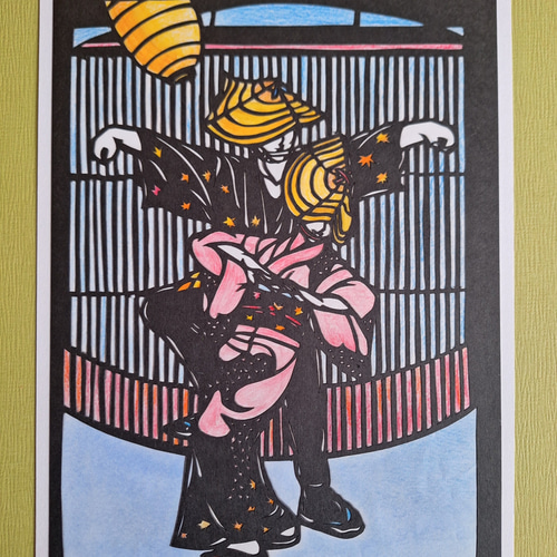 切り絵 富山越中八尾おわら風の盆 切り絵 makochin 通販 19008735