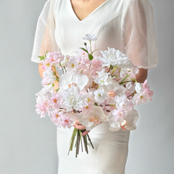 フープブーケ❤︎ホワイト 即納品可能】ウェディングブーケ 2wayフープブーケ ホワイト