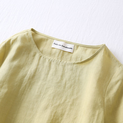 ★サンプルセール　1点のみ★2000円オフ★リネンブラウス　半袖Tシャツ渋みがかった黄緑色 L(080) 2枚目の画像