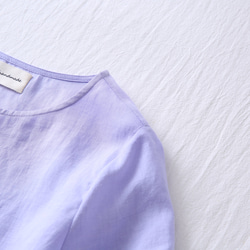 ★サンプルセール　1点のみ★2000円オフ★リネンブラウス　半袖Tシャツうすく淡い青紫色L(081) 4枚目の画像