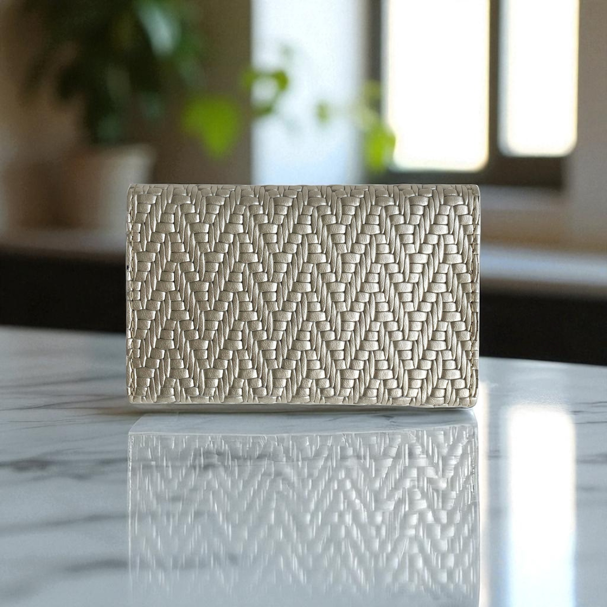 【名刺ケース - Pearl Glitter】　レザー　本革　シルバー ゴールド　牛革 キラキラ