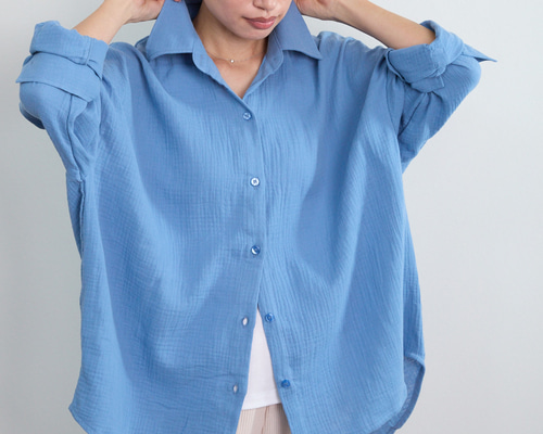 触手ガーゼシャツ the MINDEID 青 触手ガーゼシャツ the MINDEID 青