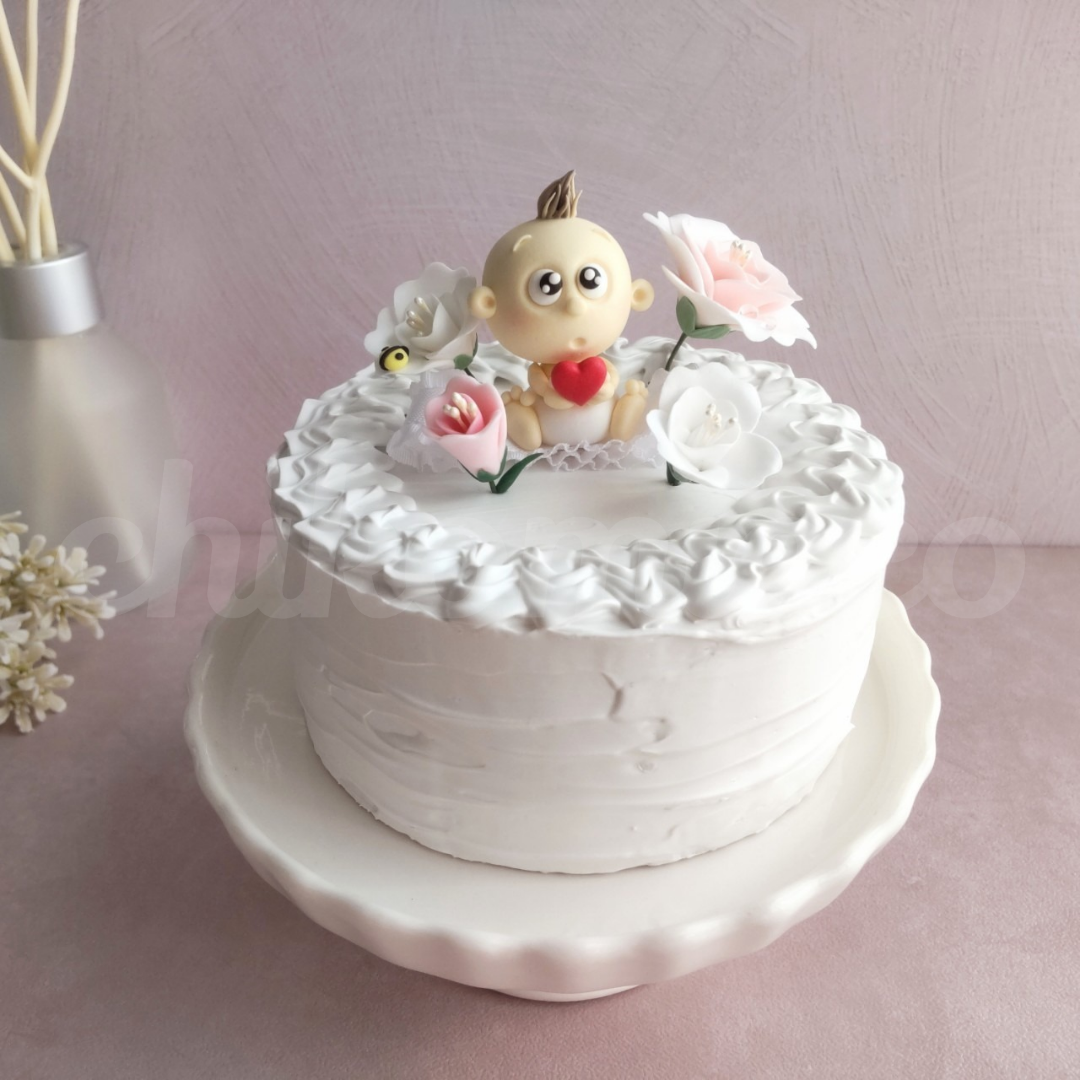 クレイケーキ＊幸せを運ぶ✨ハッピーウェルカムベビーケーキ/直径10.3cm