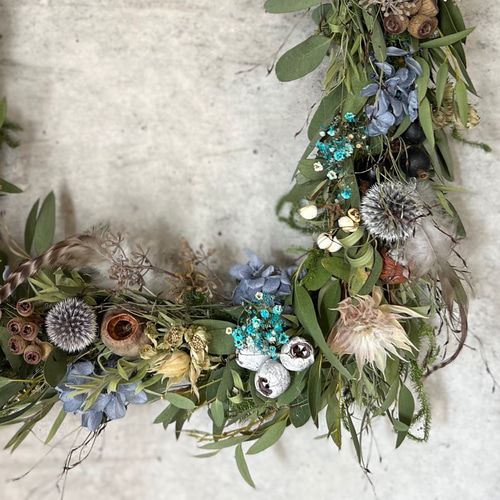 森のスクエアリース＊blue ドライフラワー Natural Craft 通販
